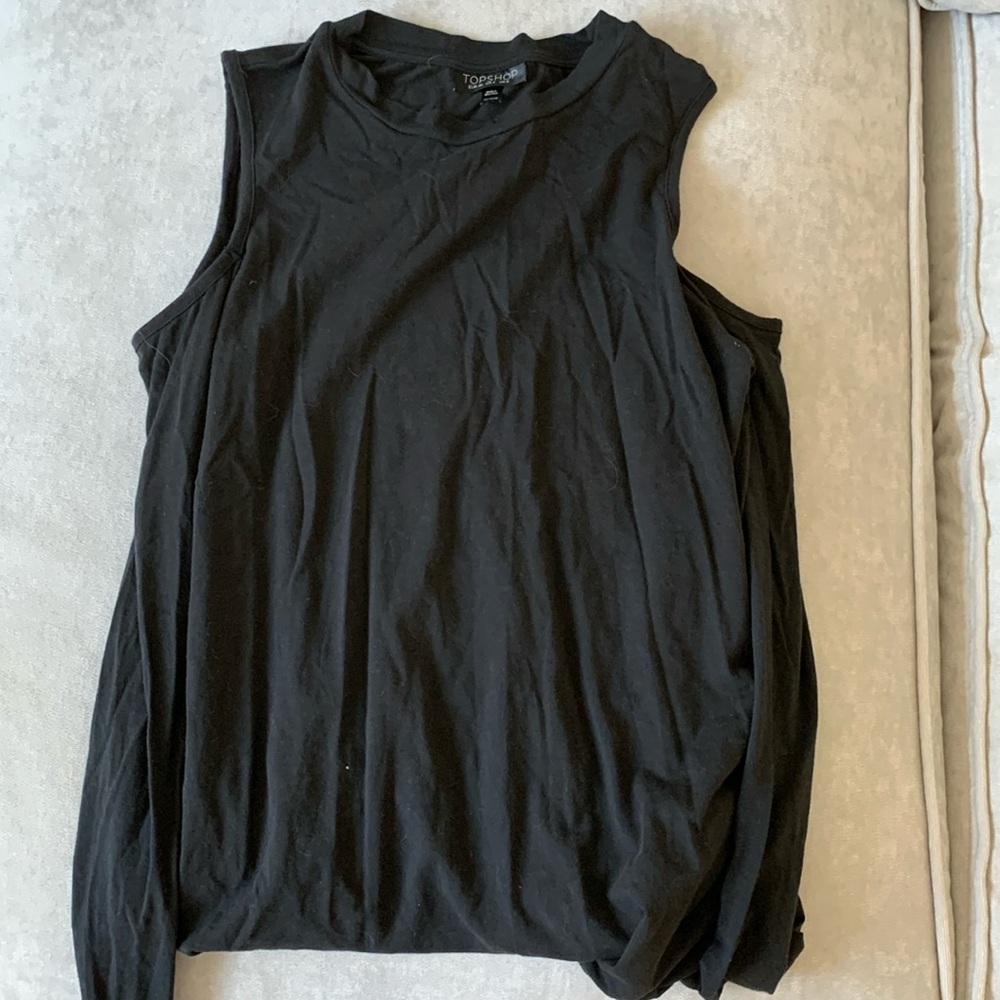 TOPSHOP - black long sleeve cold shoulder top - size US 4 UK 8